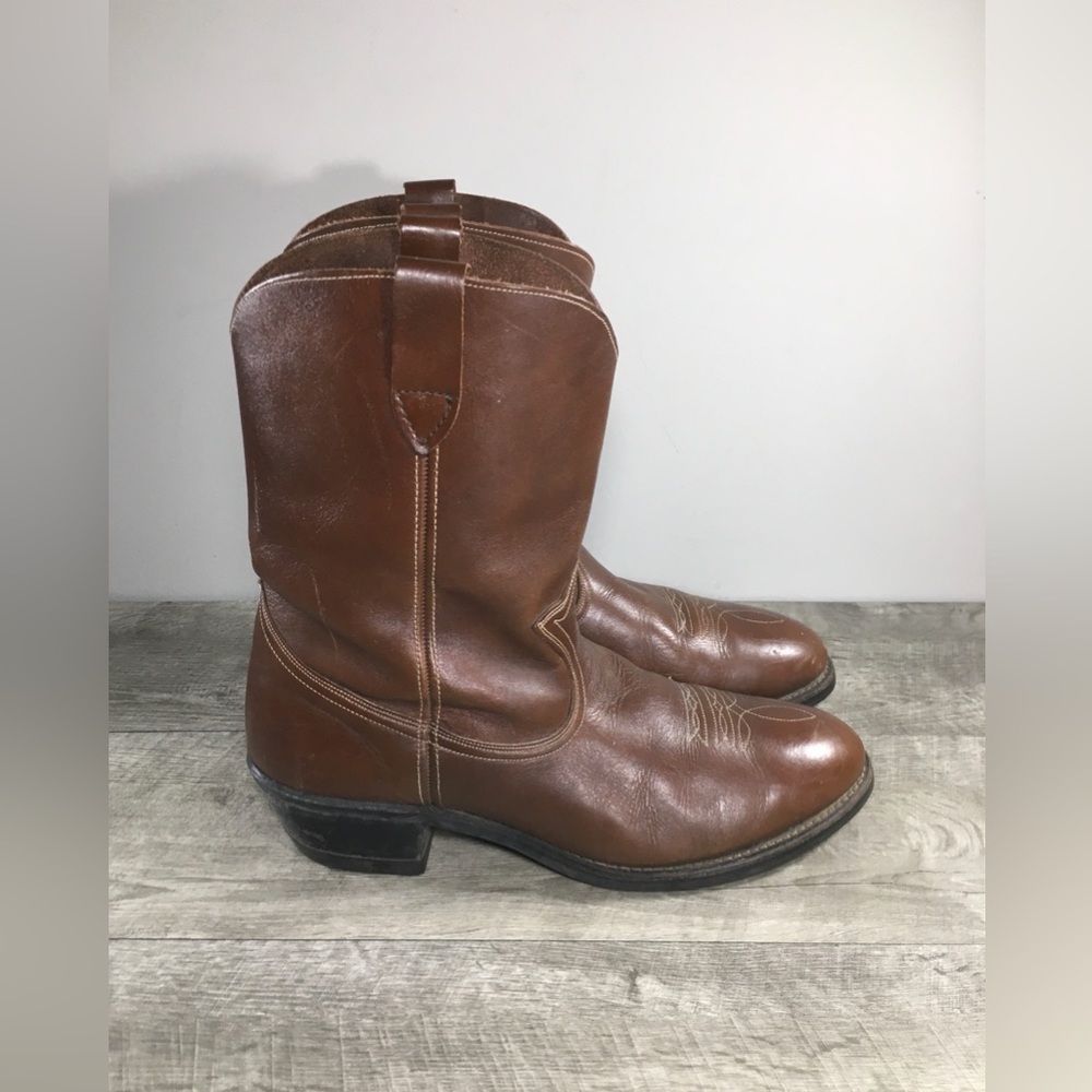 Vintage Hytest Men’s Brown Leather Motorcycle Biker Steel Toe Boots Size 11 D